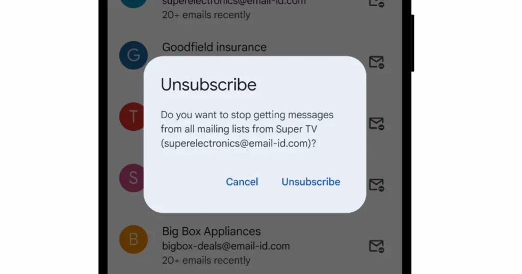 قابلیت Manage Subscriptions جیمیل