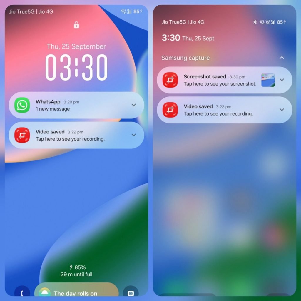 پس زمینه محو نوتیفیکیشن‌ها در One Ui 8.5