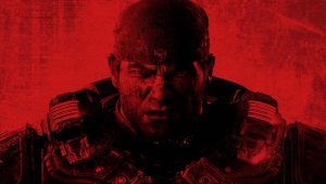 Close up of a Battle worn Soldier in Tactical Gear with a Fierce Glare and a Red Color Filter
