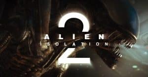 Promotional Banner for Alien Isolation 2 Showing a Snarling Xenomorph Head with a Large White '2' and the Title Text